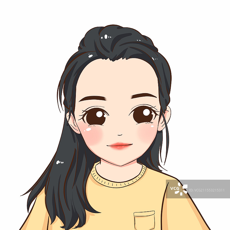 卡通Q版女生俏皮马尾头像卡通女孩Q版可爱图片素材