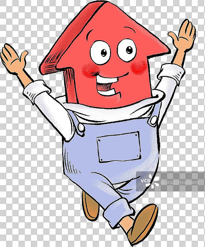 红色箭头漫画小人，奔跑的，积极向上的图片素材