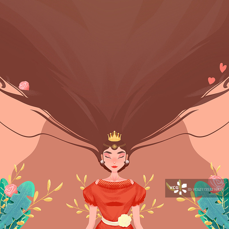女神节公主王冠卡通插画素材妇女节妇女女神节图片素材