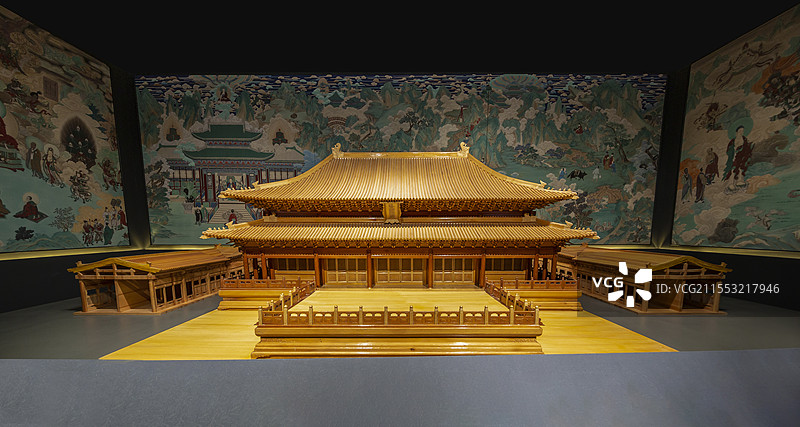 青海省博物馆“历史文物展”：瞿昙寺（瞿县寺位于乐都区瞿昙镇，是青海唯一一座由皇帝敕建的佛教寺院）图片素材