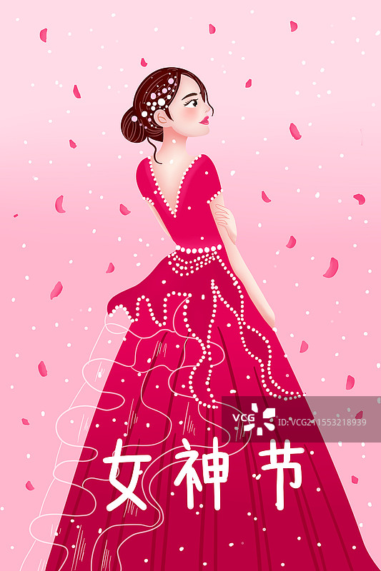 彩色卡通手绘38妇女节女神节美女侧影原创插画海报妇女节妇女女神节图片素材