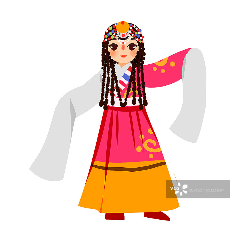 藏族民族服饰卡通人物少数民族服装png素材卡通少数民族人数图片素材