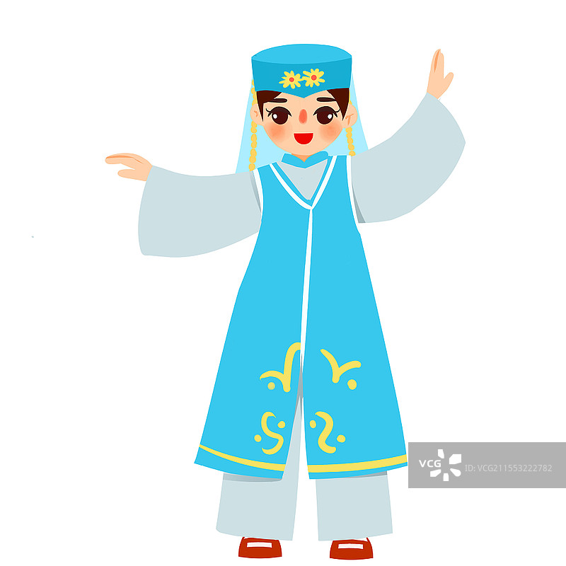 回族民族服饰卡通人物少数民族服装png素材卡通少数民族人数图片素材