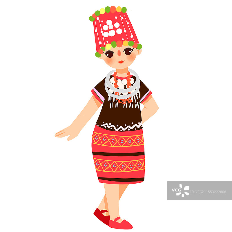 景颇族民族服饰卡通人物少数民族服装png素材卡通少数民族人数图片素材