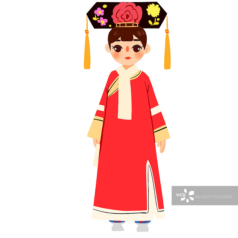 满族民族服饰卡通人物少数民族服装png素材卡通少数民族人数图片素材