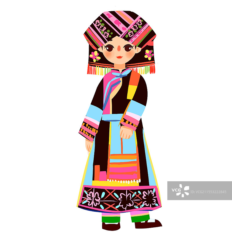 傈僳族民族服饰卡通人物少数民族服装png素材卡通少数民族人数图片素材