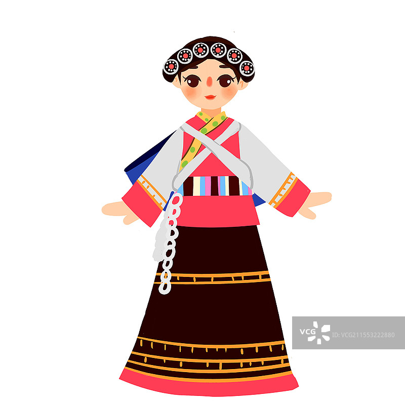 纳西族民族服饰卡通人物少数民族服装png素材卡通少数民族人数图片素材