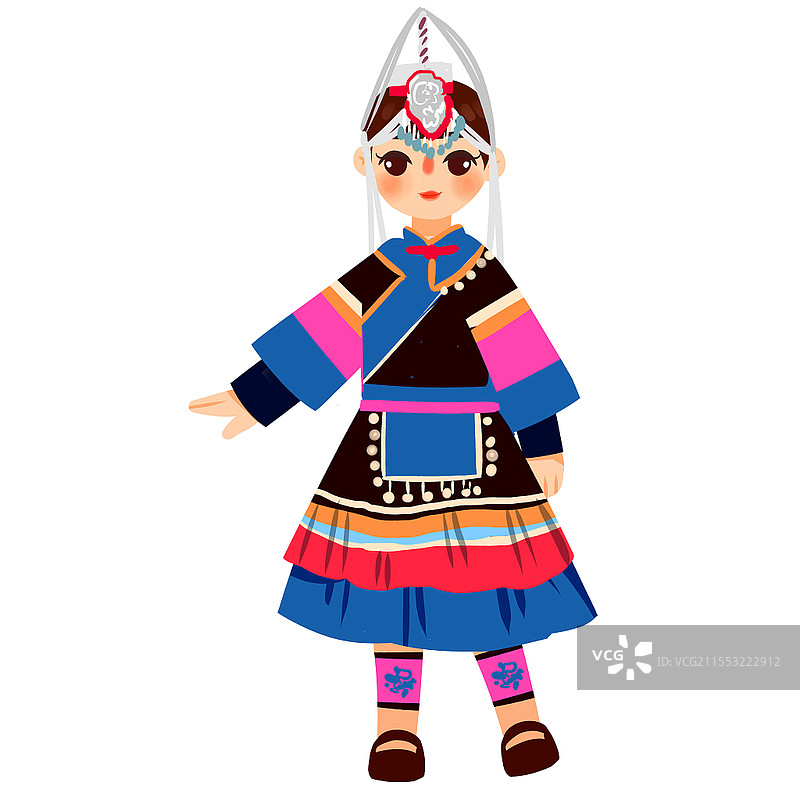 畲族民族服饰卡通人物少数民族服装png素材卡通少数民族人数图片素材