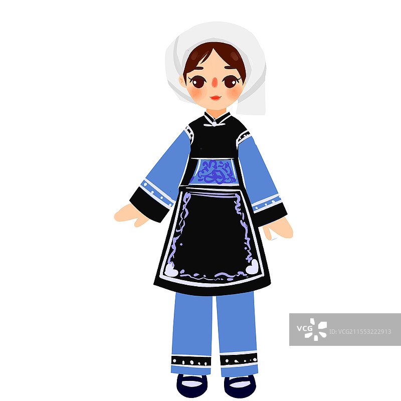 水族民族服饰卡通人物少数民族服装png素材卡通少数民族人数图片素材