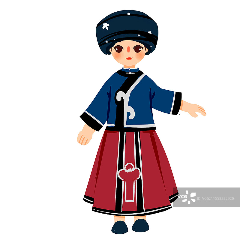 土家族民族服饰卡通人物少数民族服装png素材卡通少数民族人数图片素材