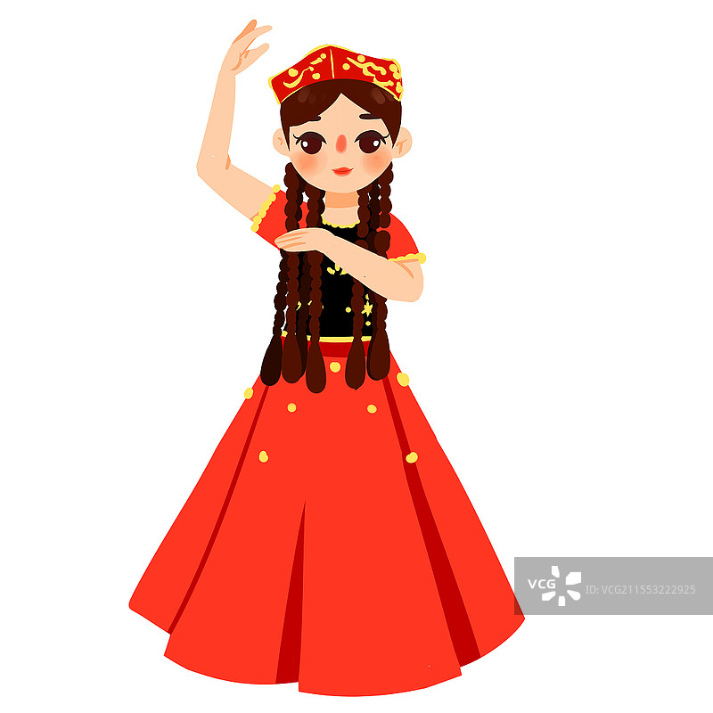 维吾尔族民族服饰卡通人物少数民族服装png素材卡通少数民族人数图片素材