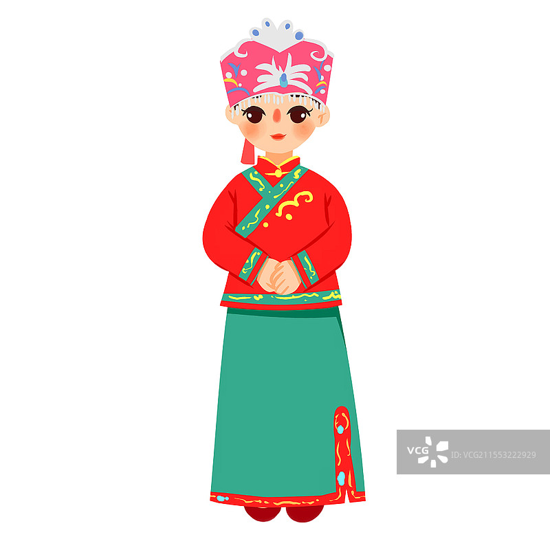 锡伯族民族服饰卡通人物少数民族服装png素材卡通少数民族人数图片素材