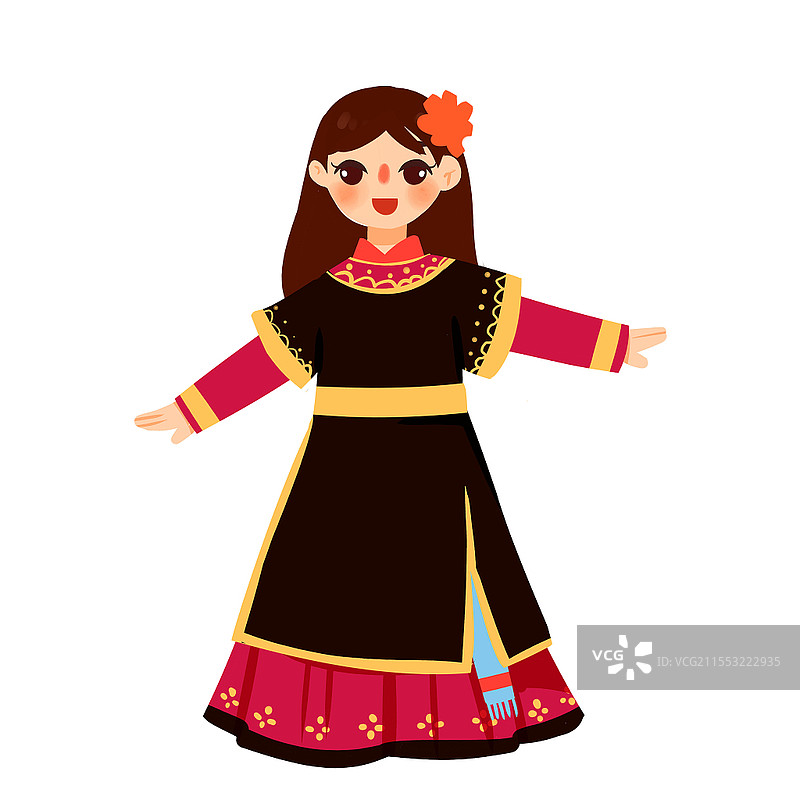 仡佬族民族服饰卡通人物少数民族服装png素材卡通少数民族人数图片素材