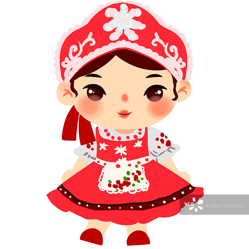 俄罗斯族民族服饰Q版卡通人物少数民族服装png素材卡通少数民族人数图片素材