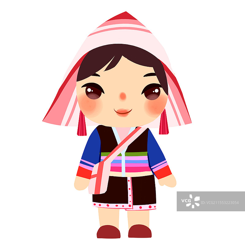 基诺族民族服饰Q版卡通人物少数民族服装png素材卡通少数民族人数图片素材