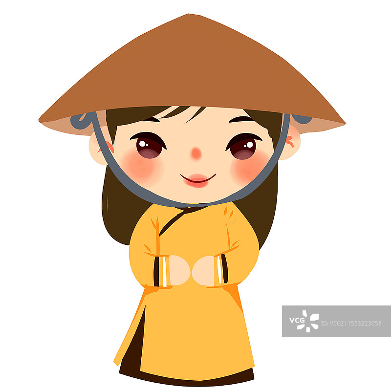 京族民族服饰Q版卡通人物少数民族服装png素材卡通少数民族人数图片素材