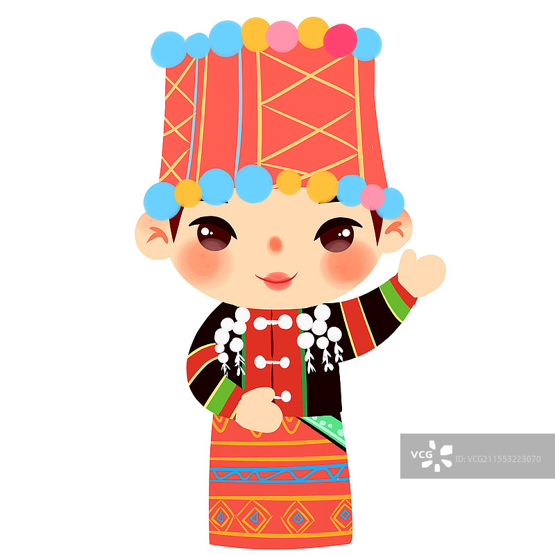 景颇族民族服饰Q版卡通人物少数民族服装png素材卡通少数民族人数图片素材