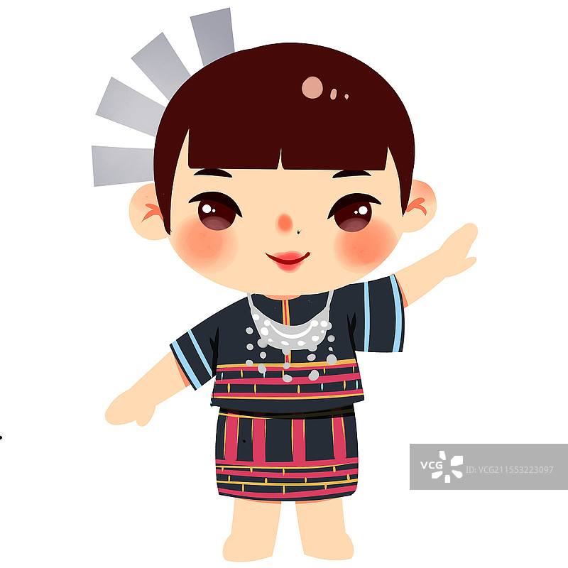 黎族民族服饰Q版卡通人物少数民族服装png素材卡通少数民族人数图片素材