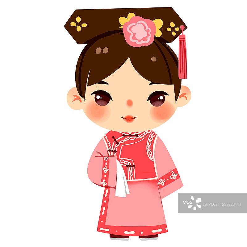 满族民族服饰Q版卡通人物少数民族服装png素材卡通少数民族人数图片素材