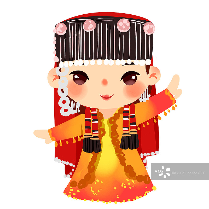 塔吉克族民族服饰Q版卡通人物少数民族服装png素材卡通少数民族人数图片素材