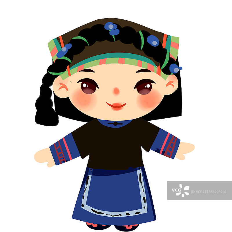 仡佬族民族服饰Q版卡通人物少数民族服装png素材卡通少数民族人数图片素材