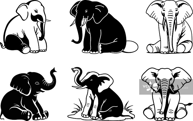 大象剪影设计图片素材