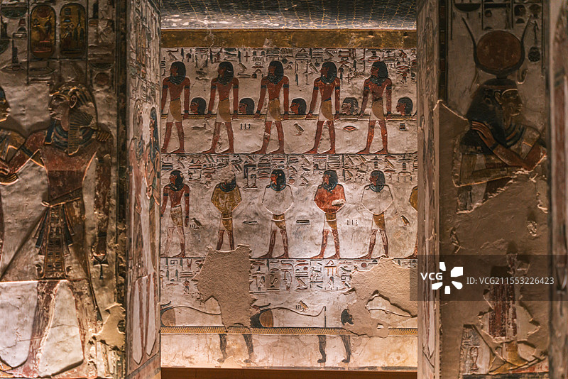 古埃及帝王谷塞提一世墓壁画图片素材