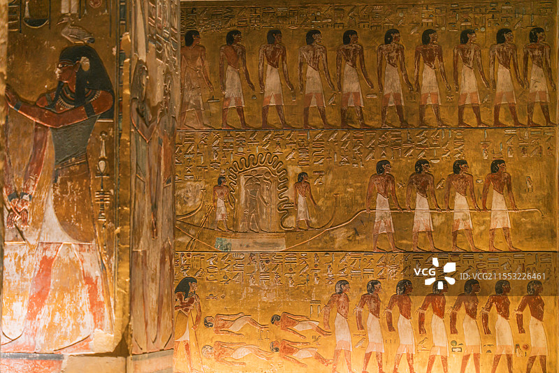 古埃及帝王谷塞提一世墓壁画图片素材