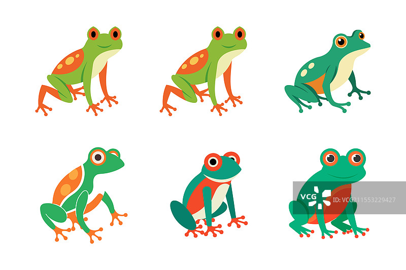 可爱的青蛙组合图片素材
