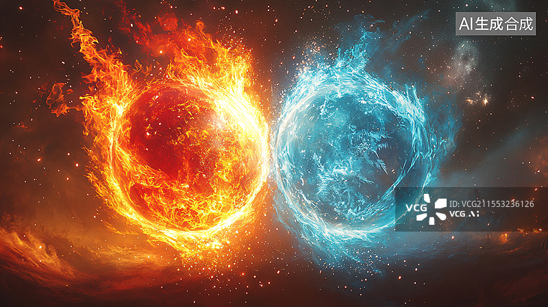 【AI数字艺术】灵珠魔丸冰与火图片素材