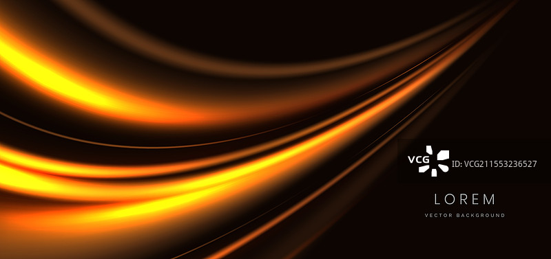 抽象的橙色发光弧线在黑暗中弯曲图片素材