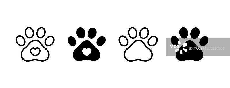 宠物爪印扁平图标集图片素材