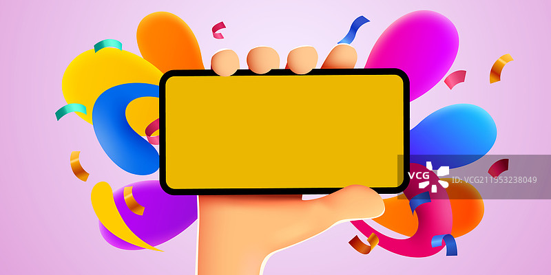 可爱的3D卡通手握着手机图片素材