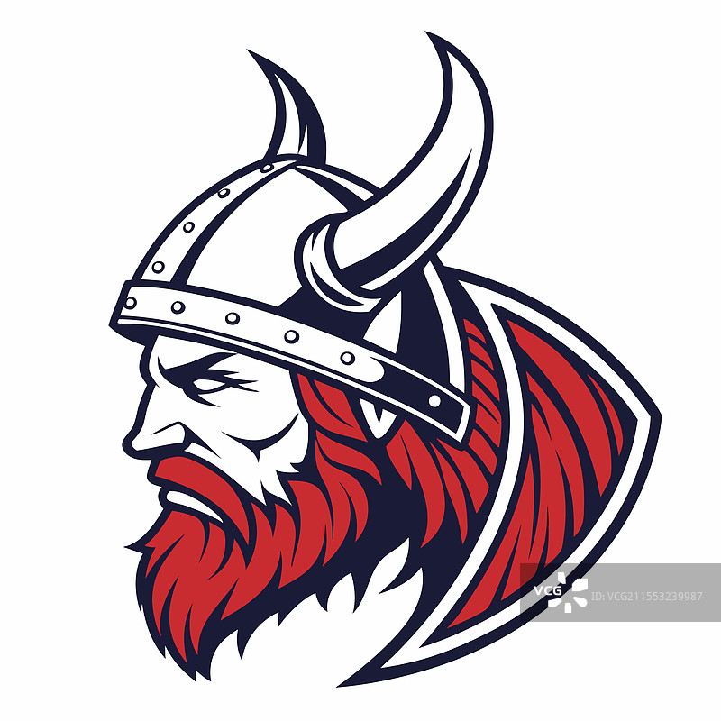 详细的北欧神话战士肖像图形图片素材