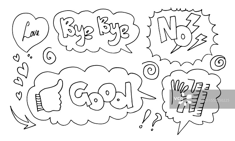 手绘的手写对话气泡集合图片素材