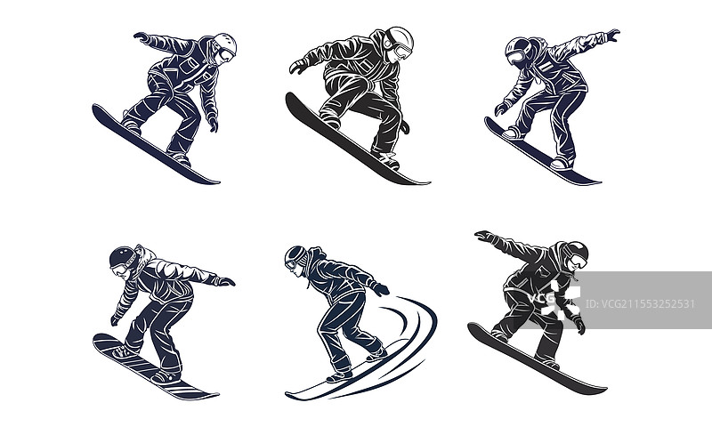 滑雪板运动员表演动态特技和动作图片素材