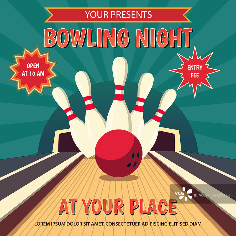 保龄球之夜海报设计图片素材