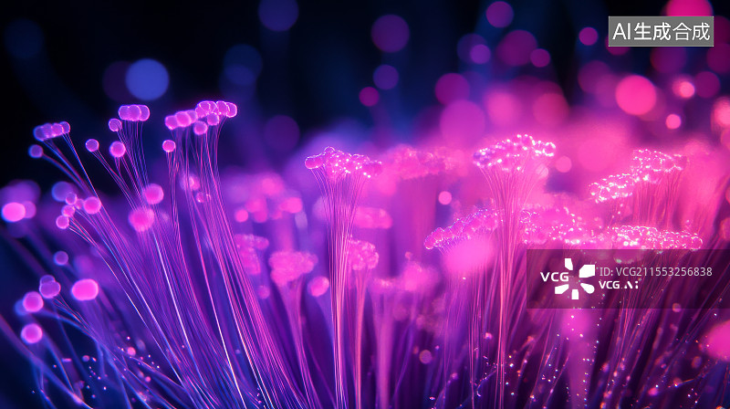 【AI数字艺术】未来感光纤植物生长概念图片素材