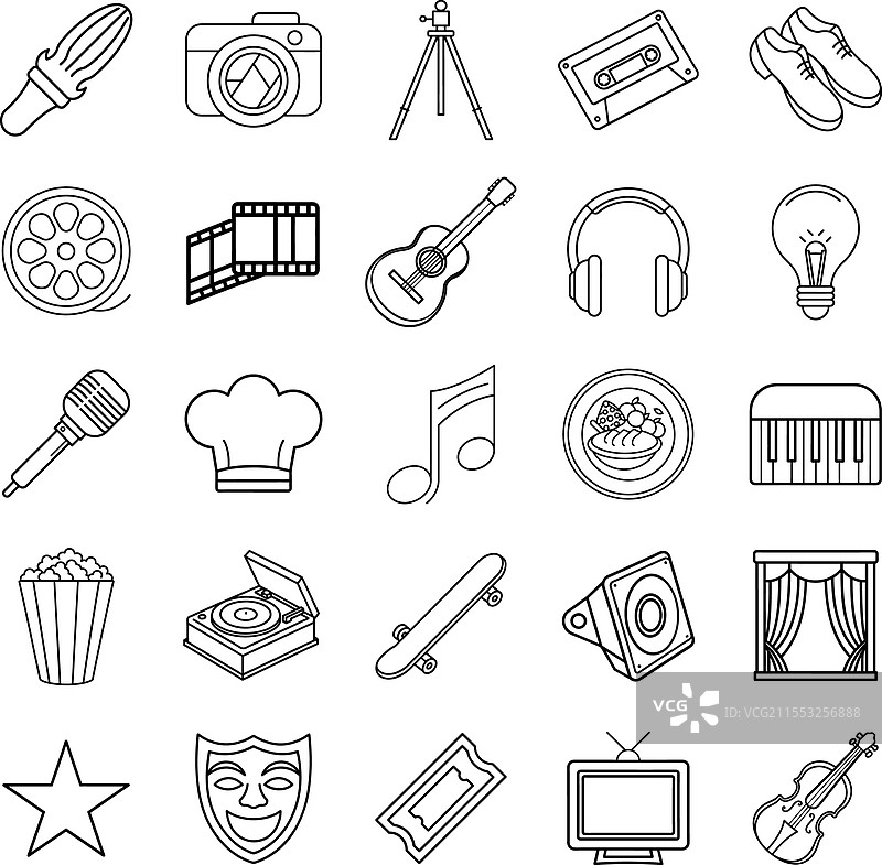 娱乐图标 摄影 音乐 电影 食物 和图片素材