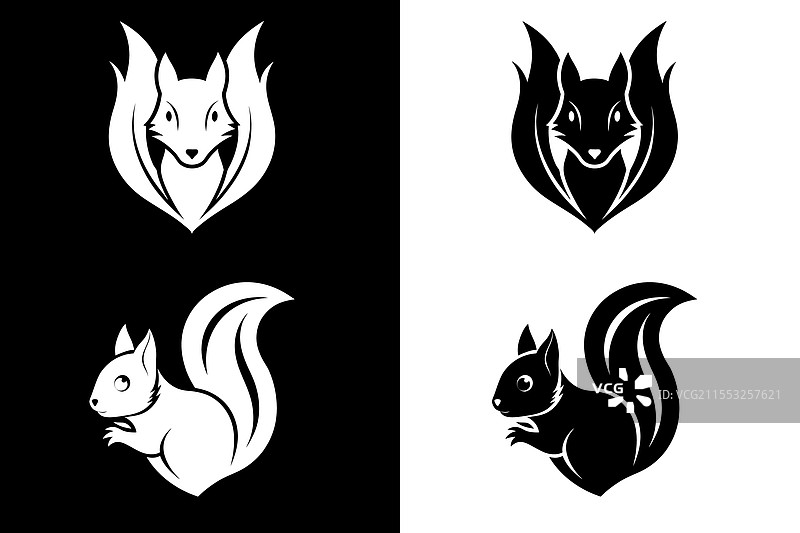 黑色松鼠标志图标设计图片素材