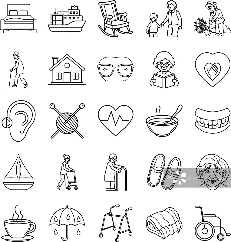 老年护理图标 家庭健康活动等图片素材