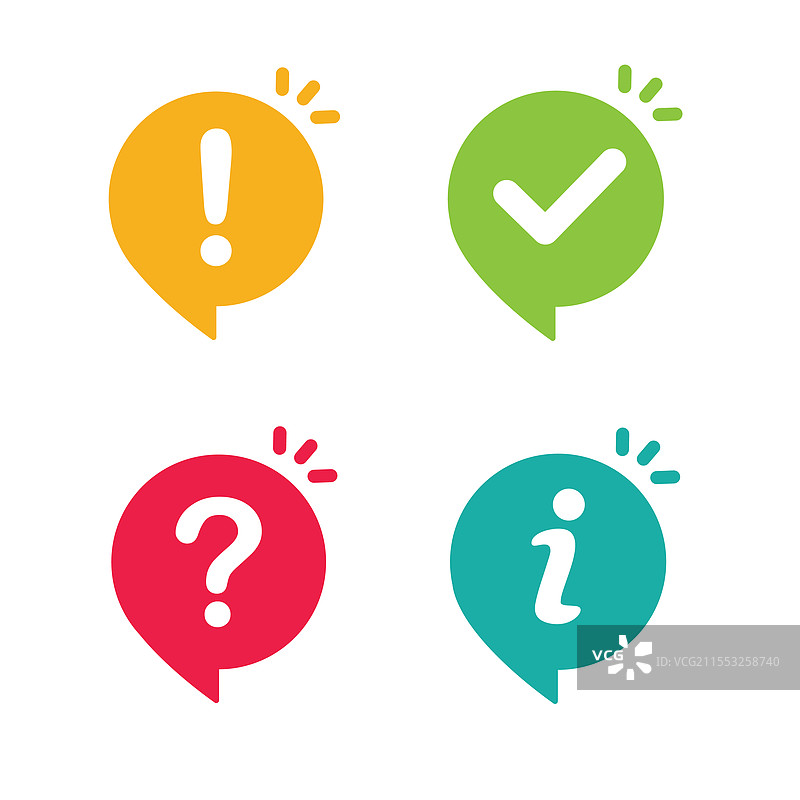 勾号、问号和感叹号的图标集图片素材