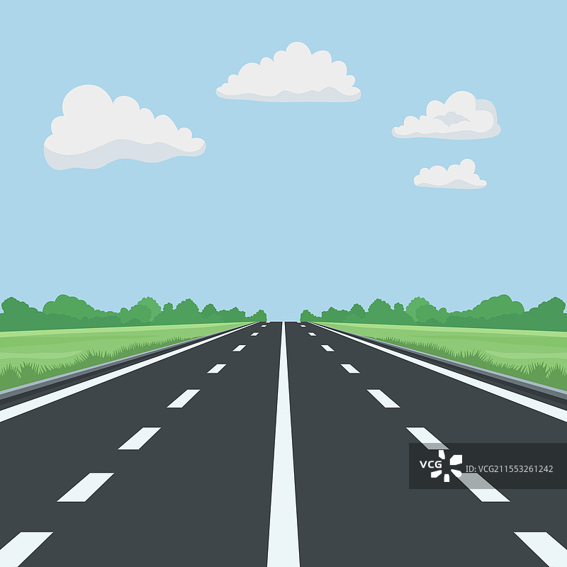 平坦的风景设计与道路的卡通场景图片素材