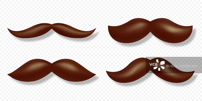 3D棕色胡须套装，逼真的体积效果图片素材