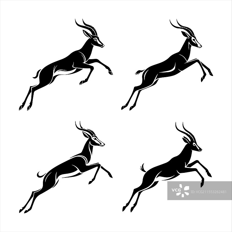 跳跃中的羚羊剪影图片素材