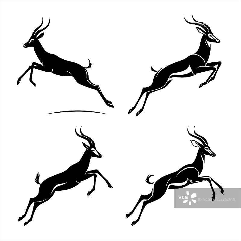 跳跃中的羚羊剪影图片素材