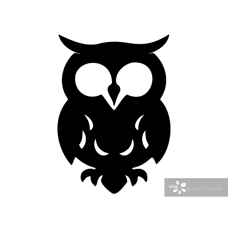 白色背景上的猫头鹰头部轮廓图片素材