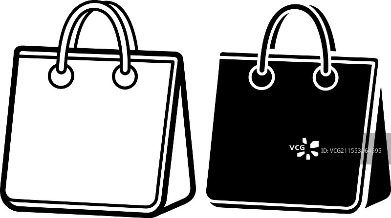 黑白购物袋图标零售包装图片素材