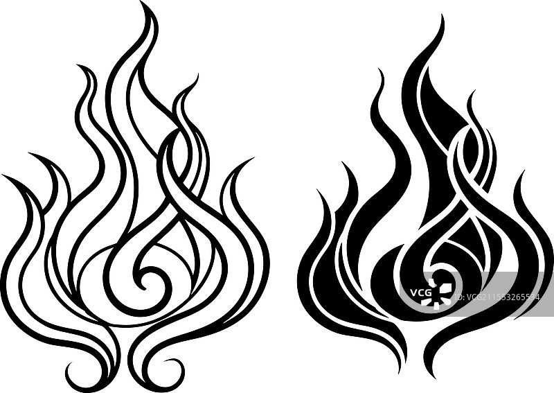 黑白漩涡抽象火焰设计纹身图片素材