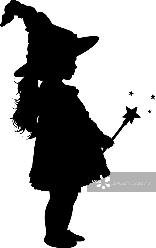 万圣节服装女孩的剪影图片素材